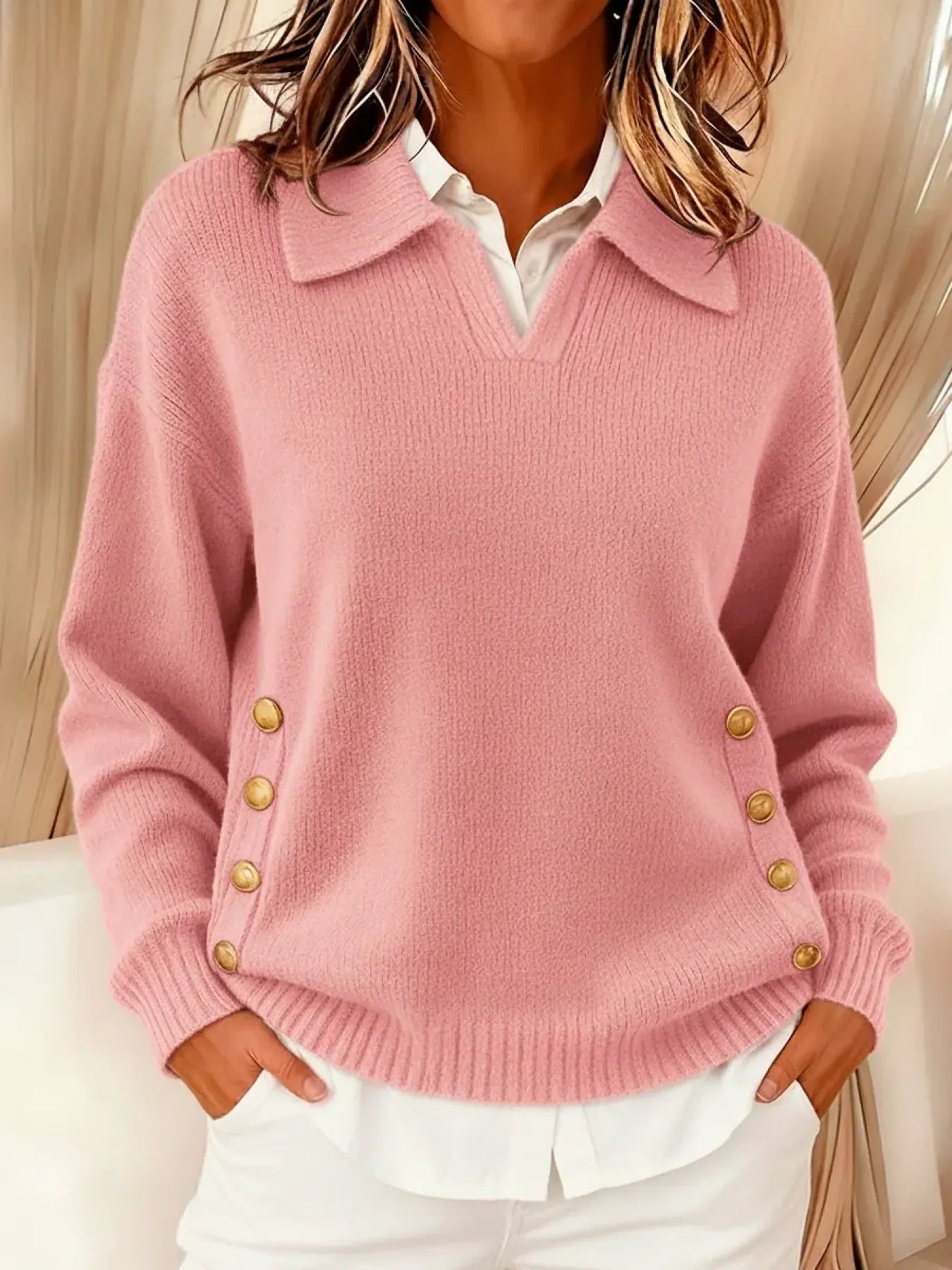 Erminia | Maglione con Collo Polo e Bottoni