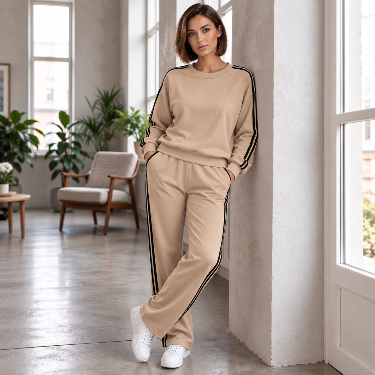 Helsinki | Conjunto deportivo de dos piezas — Beige