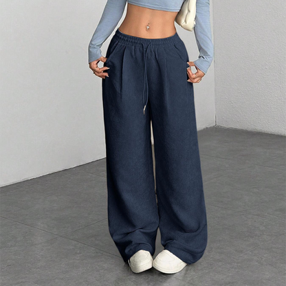 Pantalón de pana de corte amplio en azul marino