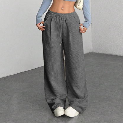 Pantalón de pana de corte amplio en gris