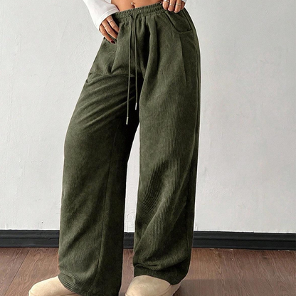 Pantalón de pana de corte amplio en verde oliva
